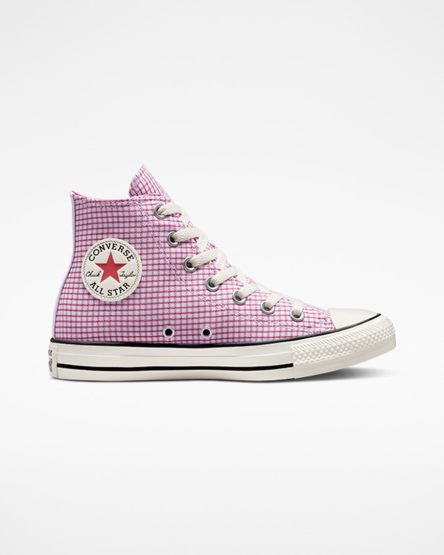 Pánské Boty Vysoké Converse Chuck Taylor All Star Checkered Fialové | CZ WAEY19